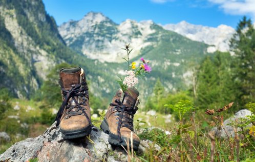 Wanderschuhe auf Stein