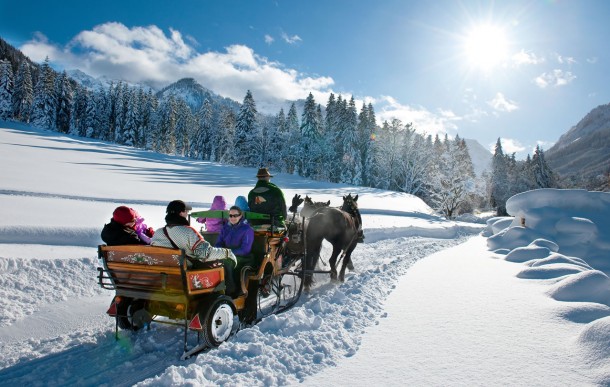 Romantische Pferdeschlittenfahrt
